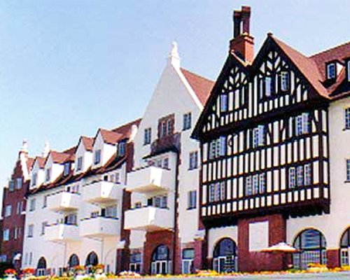 An exterior view of the Montauk Manor resort.