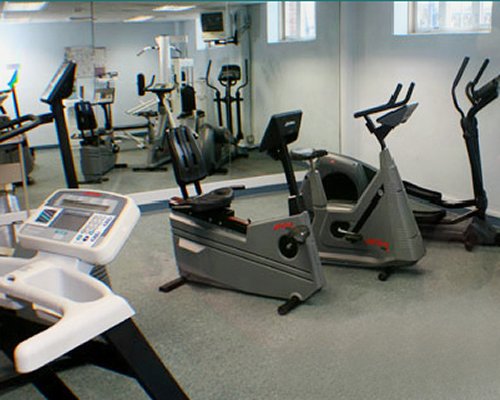 A well equipped fitness center.