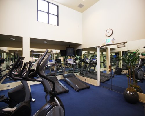 A well equipped fitness center.