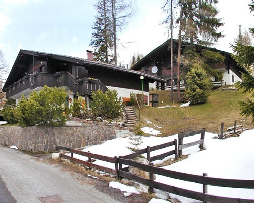Pathway to units at Casa Carezza during winter.