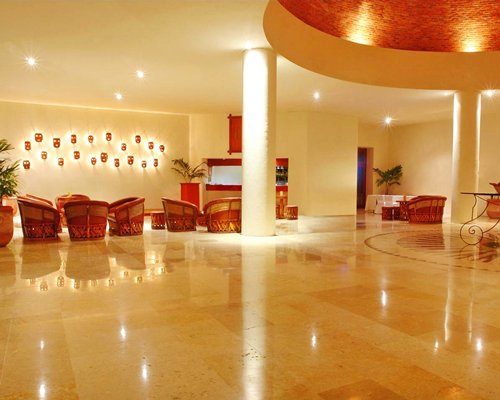 An indoor lounge area of the Hotel Emporio Ixtapa.