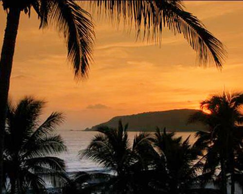 View of the ocean at dusk.