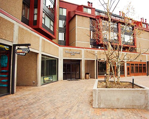 A scenic view of the multi story units of the resort.