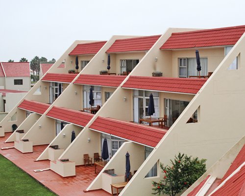 A scenic view of the multi story units of the resort.