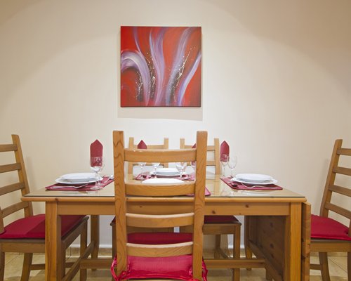 A wooden dining table.
