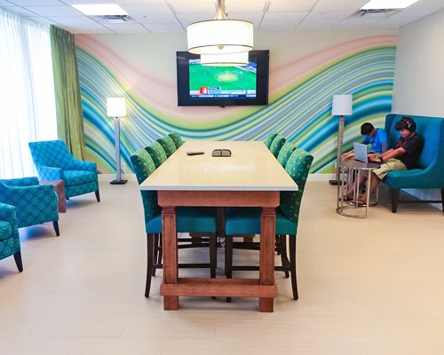 Conference room with a television.