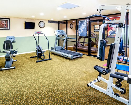 A well equipped fitness center.