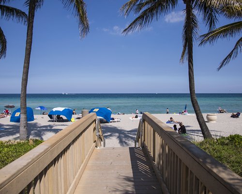 Wooden pathway leading to the beach.