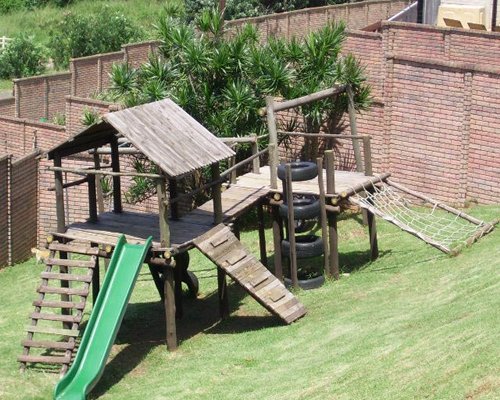 An outdoor kids playscape.