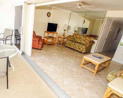 A well furnished living room with television.