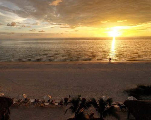 View of the ocean at dusk.