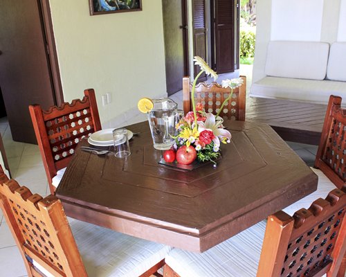 An open plan living room and dining area.