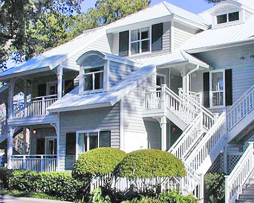 Scenic exterior view of the resort unit with private balconies.
