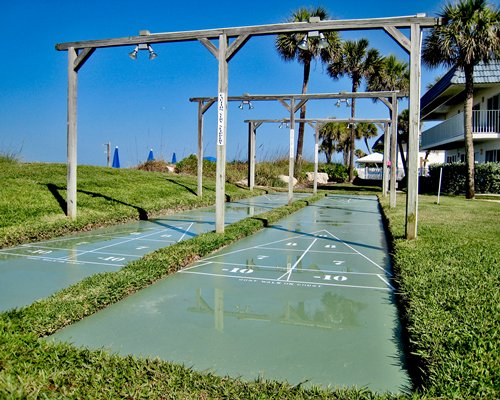 Recreation area with shuffle boards.