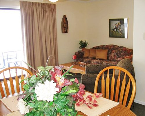 An open plan living room and dining area.