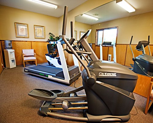 A well equipped indoor fitness center.