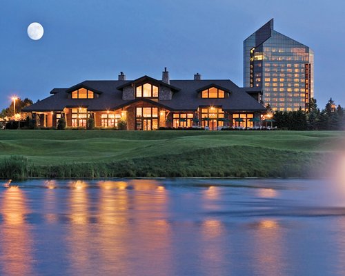 A scenic exterior view of Grand Traverse Resort and Spa at dusk.