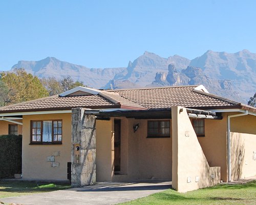Exterior view of a unit alongside the mountains.