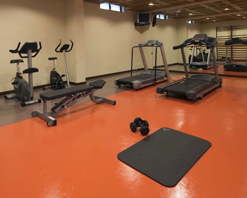 A well equipped fitness center.