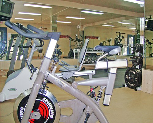 A well equipped indoor fitness area.