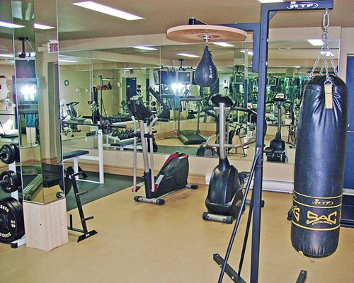 A well equipped fitness center.