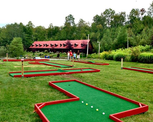 An outdoor miniature golf course.