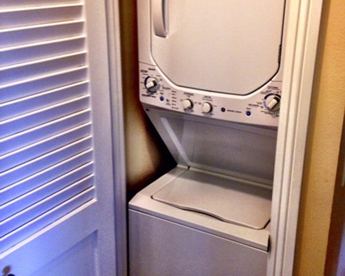 An indoor laundry room.