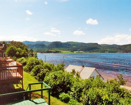 View of the beach alongside resort units.