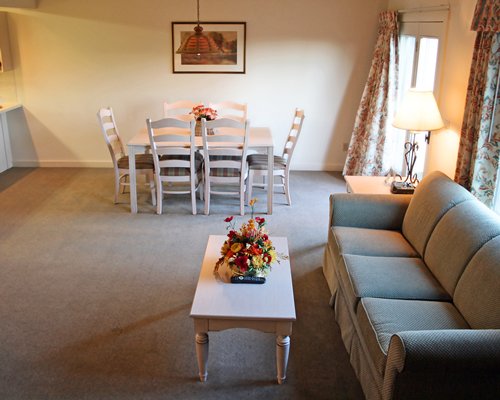 Furnished Living and Dining room at Eagle Trace at Massanutten