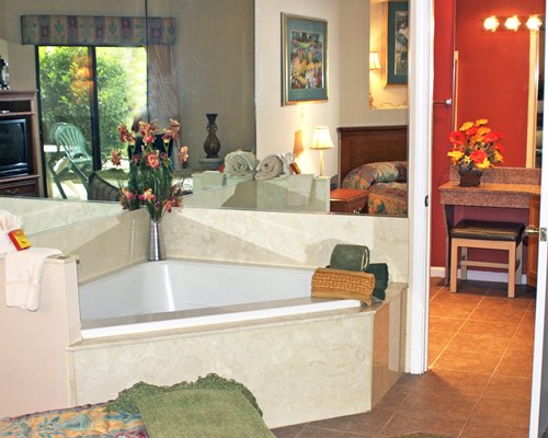 A view of an indoor hot tub.