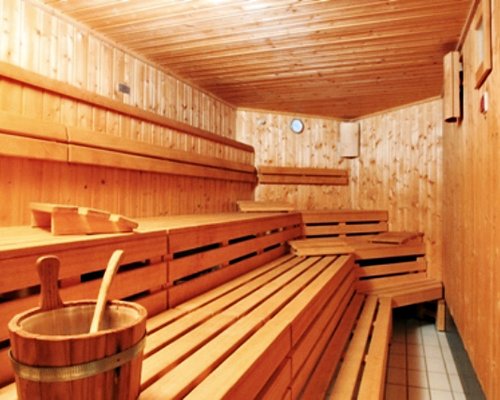 Large wooden sauna.