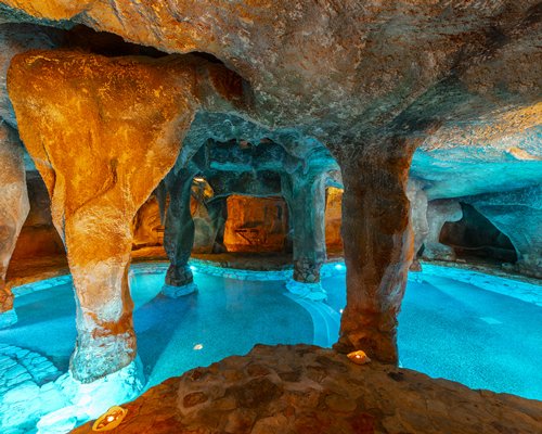 Indoor grotto pool at Malama Beach Club.