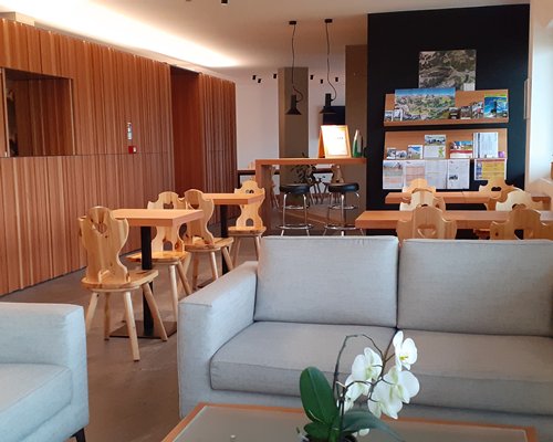 The reception area of Residence Sassolungo resort.