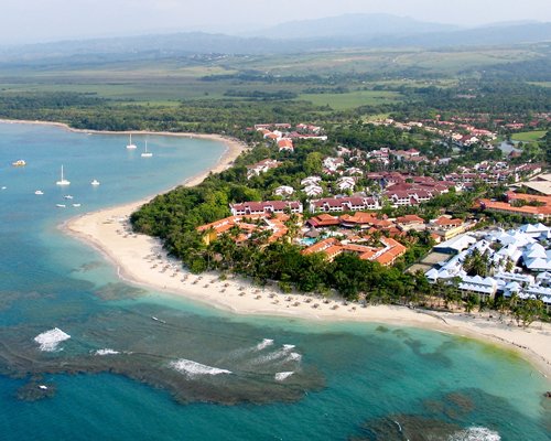 An aerial view of the Tropicana Caribe resort property alongside the Caribbean waters.