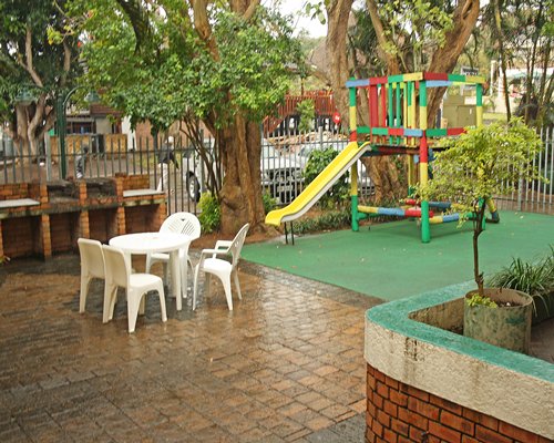 A scenic outdoor children's play area.