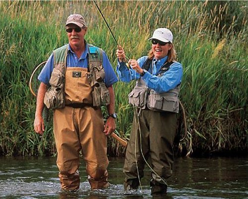 A couple fishing.