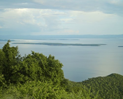 A scenic view of the lake.
