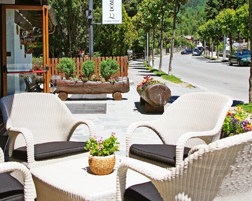 Exterior view of an outdoor patio.