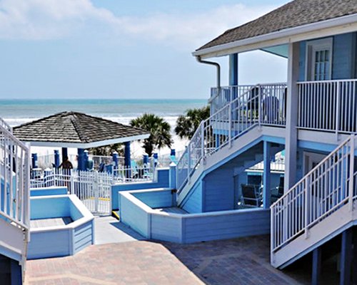A balcony view of the resort facing the ocean.