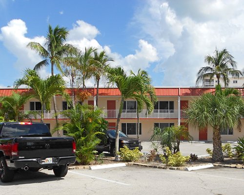 A parking lot alongside the resort.