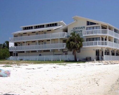 Exterior view of multiple unit balconies at Cedar Cove Beach and Yacht Club.