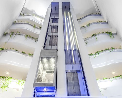 An interior view of the resort elevator.