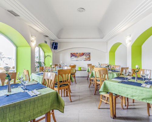 An indoor fine dining area of the Garden Lago resort.