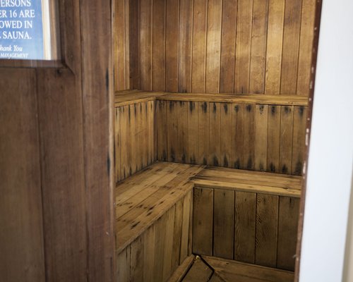An indoor sauna at Pier 7 Condominiums resort.
