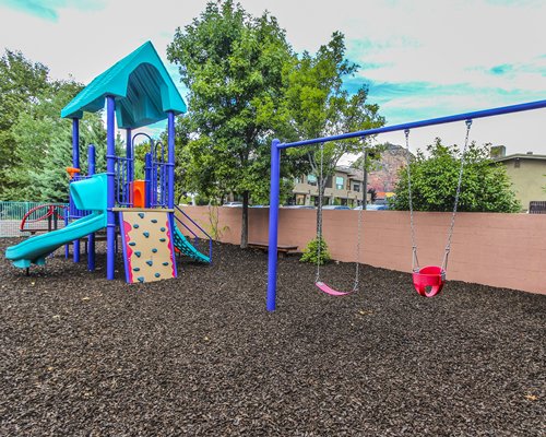 An outdoor view of children's playscape.