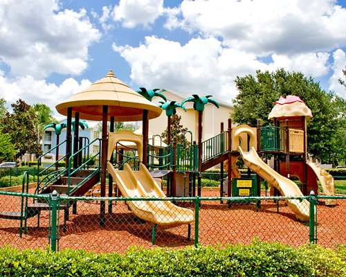A scenic view of a kids playground.
