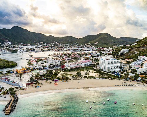 An aerial view of Atrium Beach Resort and Spa.