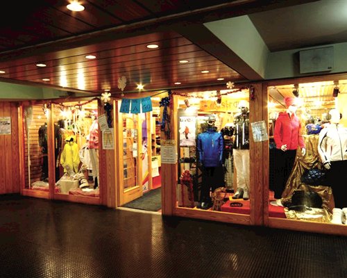 Exterior view of well stocked apparel and accessory store.