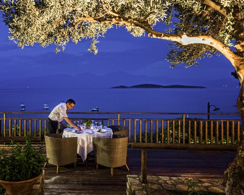 Outdoor fine dining area at Candia Park Village.
