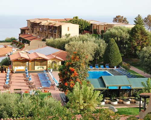 An aerial view of Villaggio l'Olivara with outdoor swimming pool.